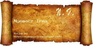 Nyemecz Irma névjegykártya