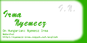 irma nyemecz business card